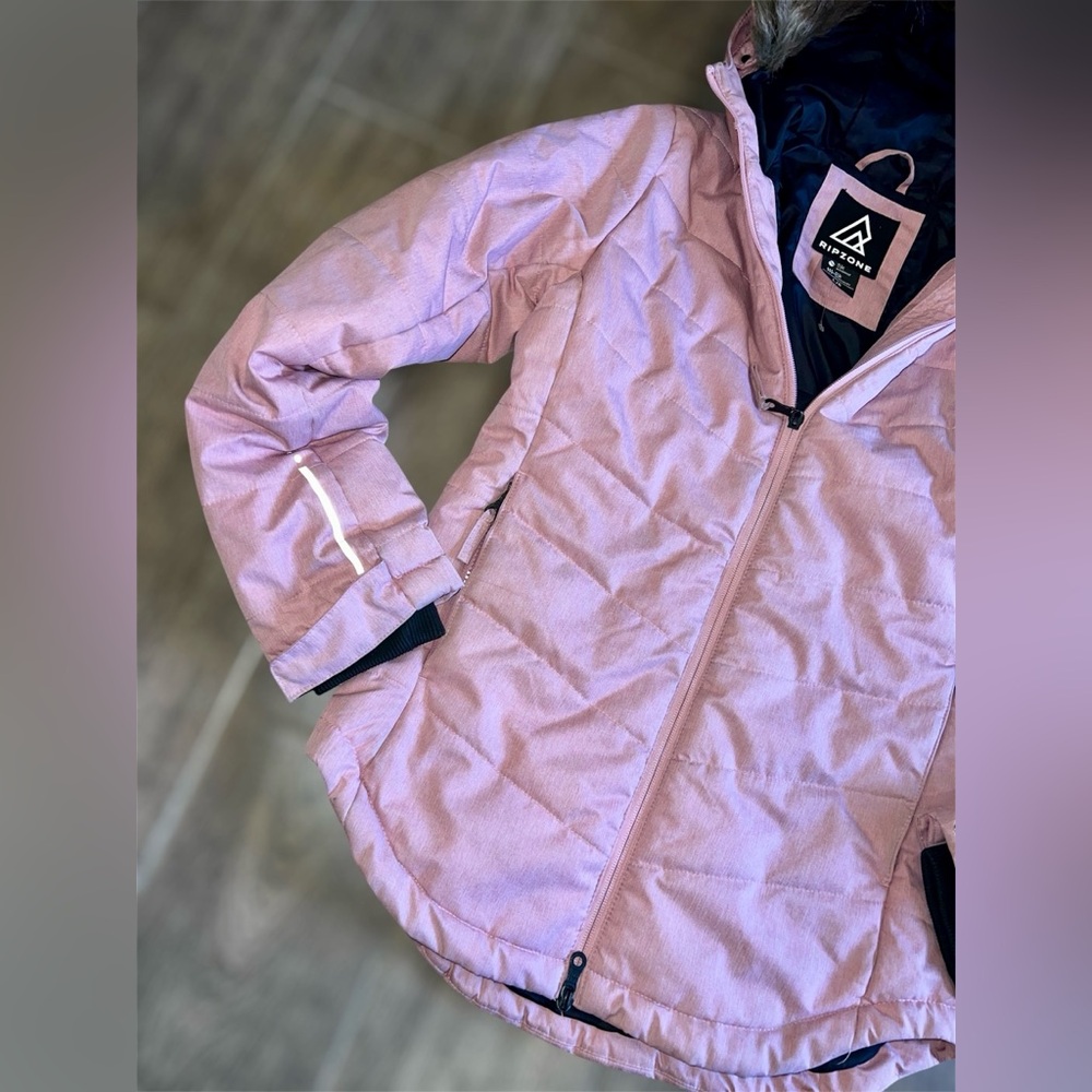 Ripzone 5K Youth Large Winter Jacket Dusty Rose Faux Fur Fits Women SM Medium - Picture 7 of 11